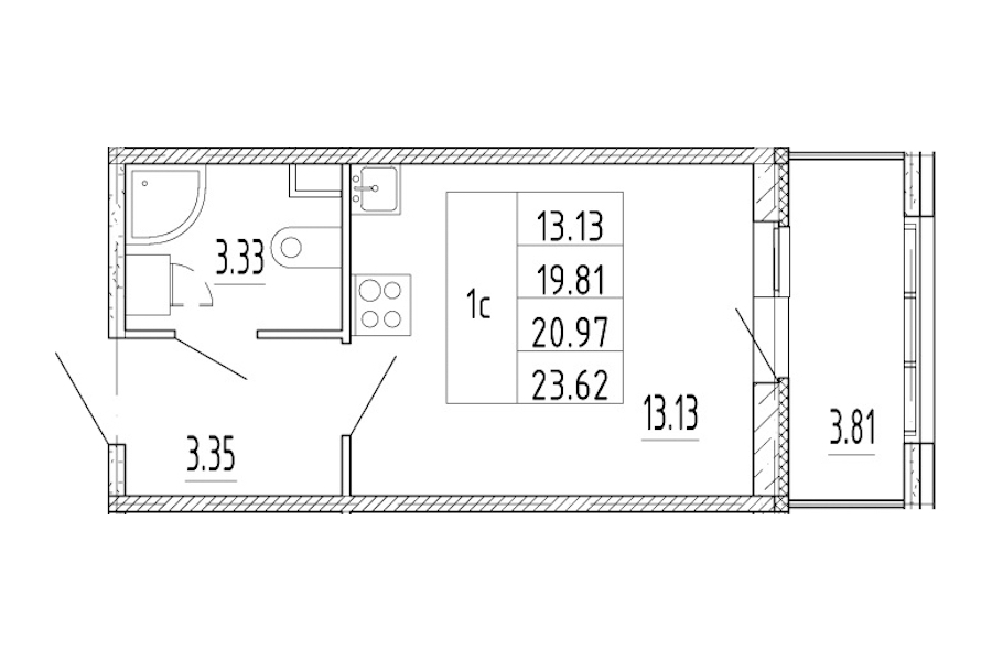 Квартира студия 19.81 м², 1/13 эт., ЖК «Полис Приморский 2»